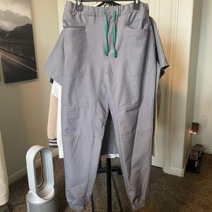 Figs Graphite Joggers with Green Drawstrings
